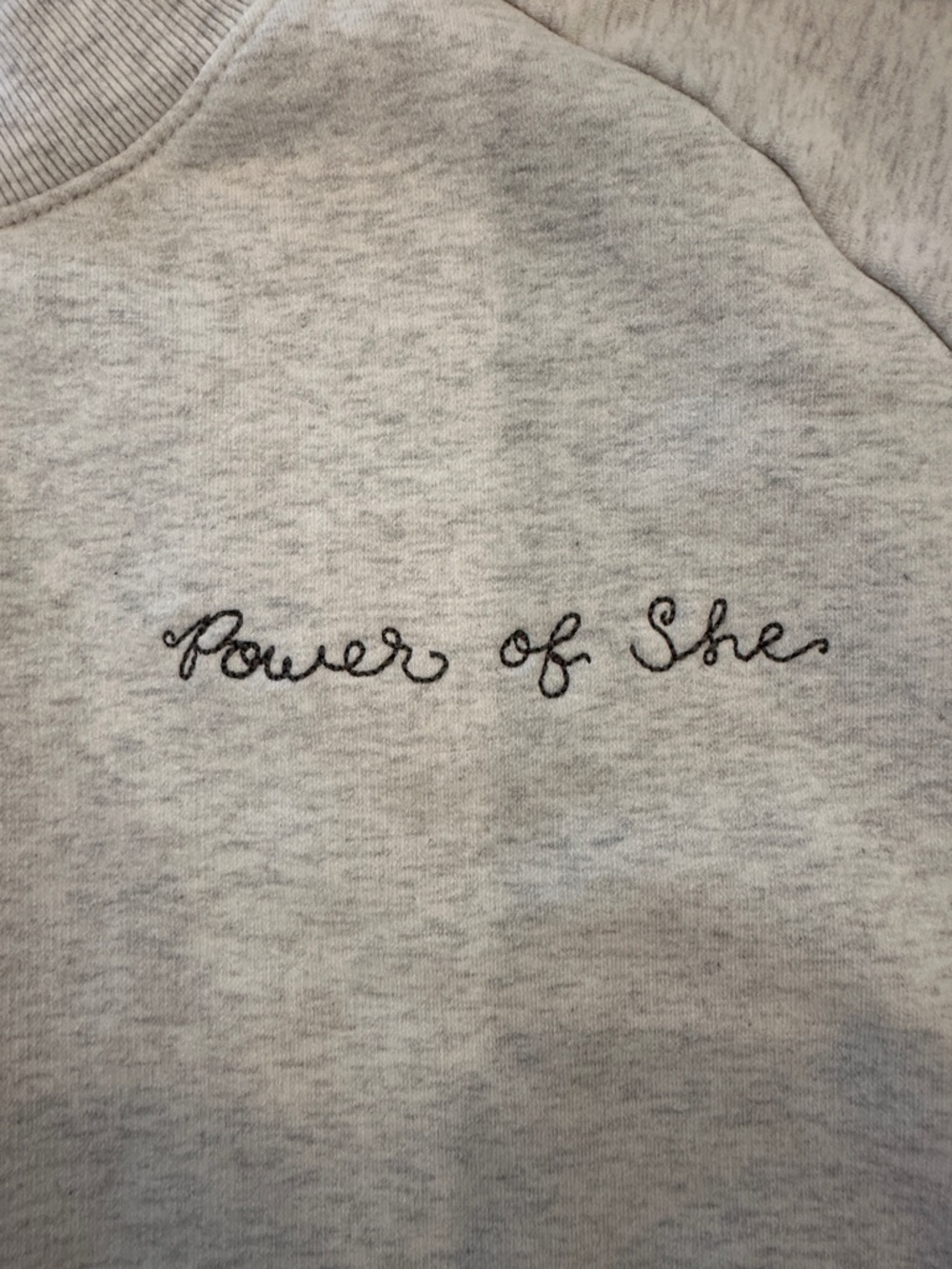 Athleta Light Gray Crewneck Sweatshirt with "Power of She" Embroidery - Picture 3 of 7